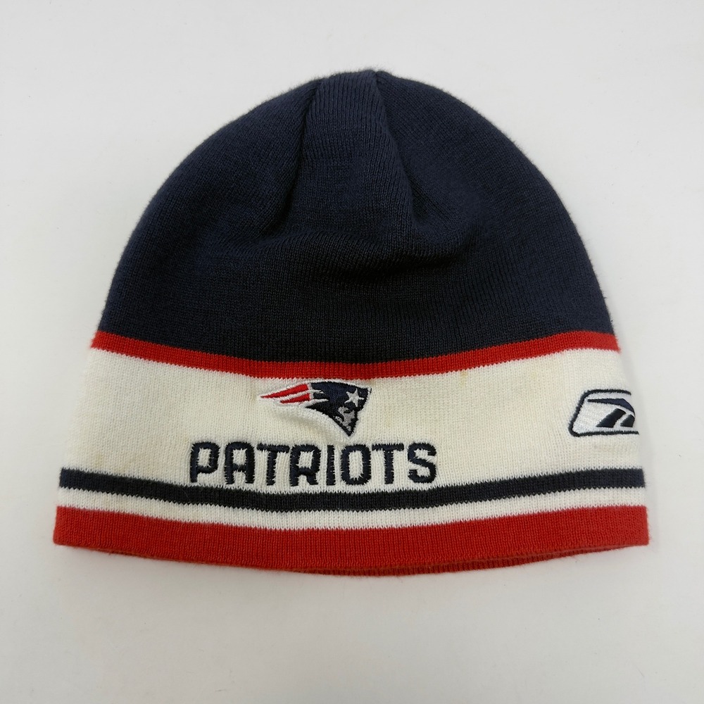 New England Patriots NFL Football Beanie Hat Adult OSFA Red White Blue Reebok‎